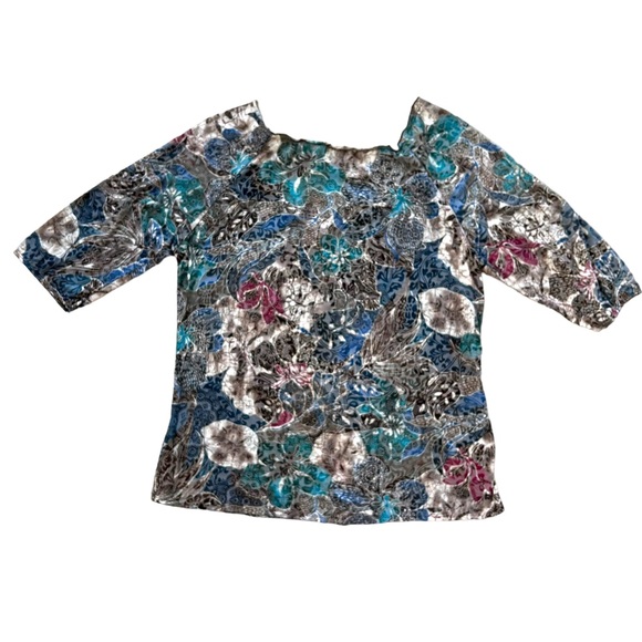 NWT Avenue Top Womens 18 Plus Sheer Floral Peasant Blouse Whimsical Fairy - Picture 2 of 10